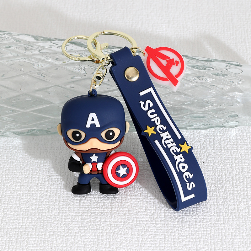 Cartoon Marvel Captain America Spider-Man Silicone Doll Keychain Pendant Batman Superhero Small Gift