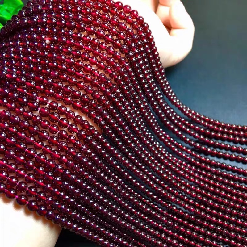 462m62m天然酒红石榴石紫牙乌散珠子半成品水晶配件材料diy 饰品