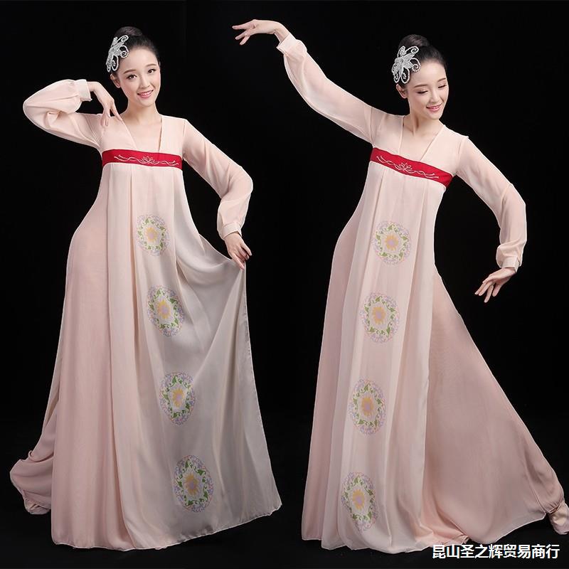古典舞演出服飘逸中国风古装汉服仙女芒种古风长裙丽人行舞蹈服装