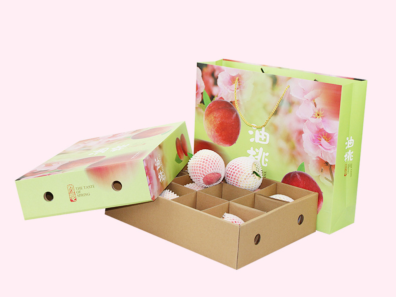 新款油桃礼盒包装盒高端12个装桃子礼品盒纸箱定做水果空盒子批发