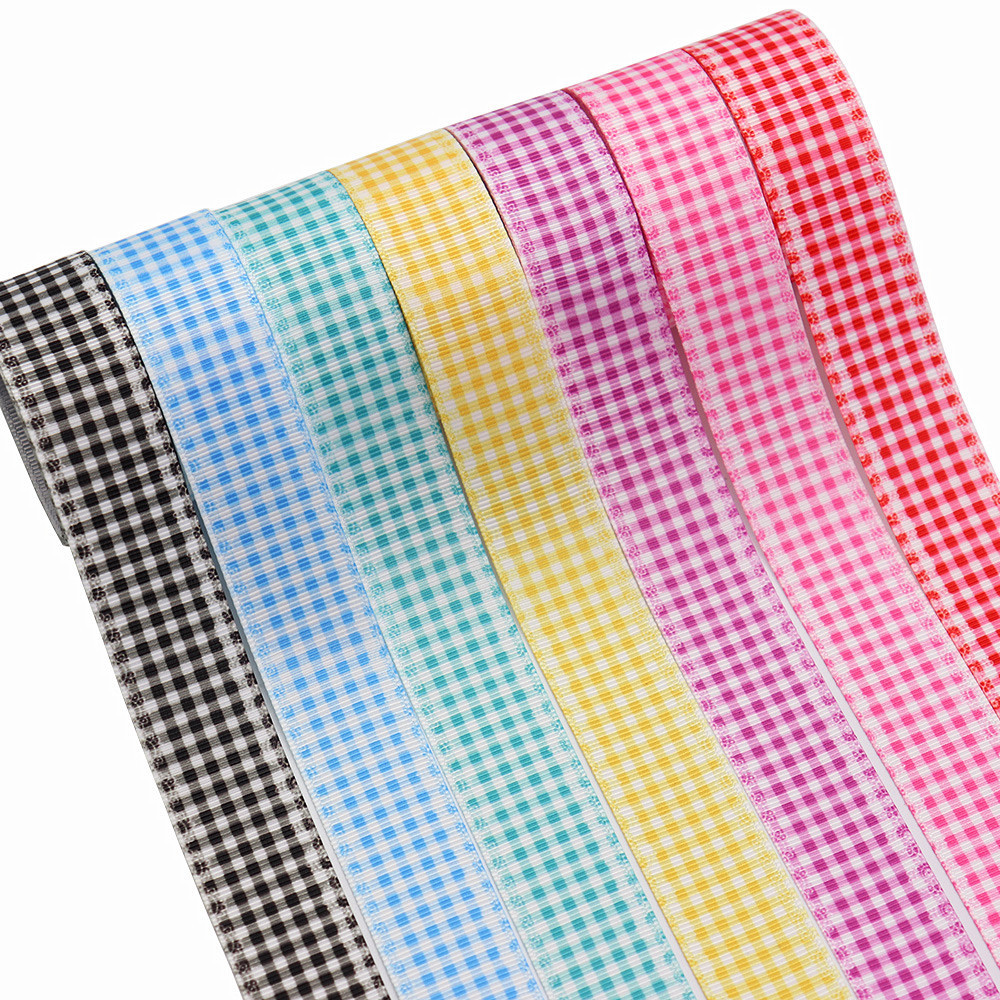 25mm彩色格纹diy热转印丝带织带螺纹带罗纹带缎带手机挂绳钥匙链