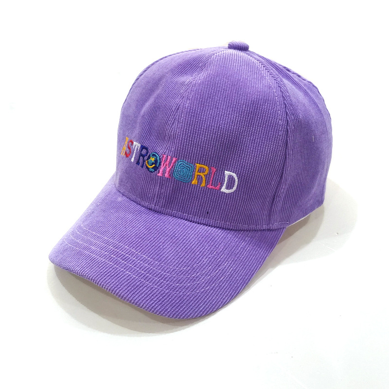 Cross-Border Hot Colorful Letters Astroworld Corduroy Baseball Cap Men's and Women's Sun Hats Hip Hop Peaked Cap