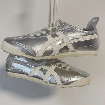 莆田鬼冢虎银色烫银荔枝纹板鞋运动休闲男女阿甘德迅鞋tiger虎牌