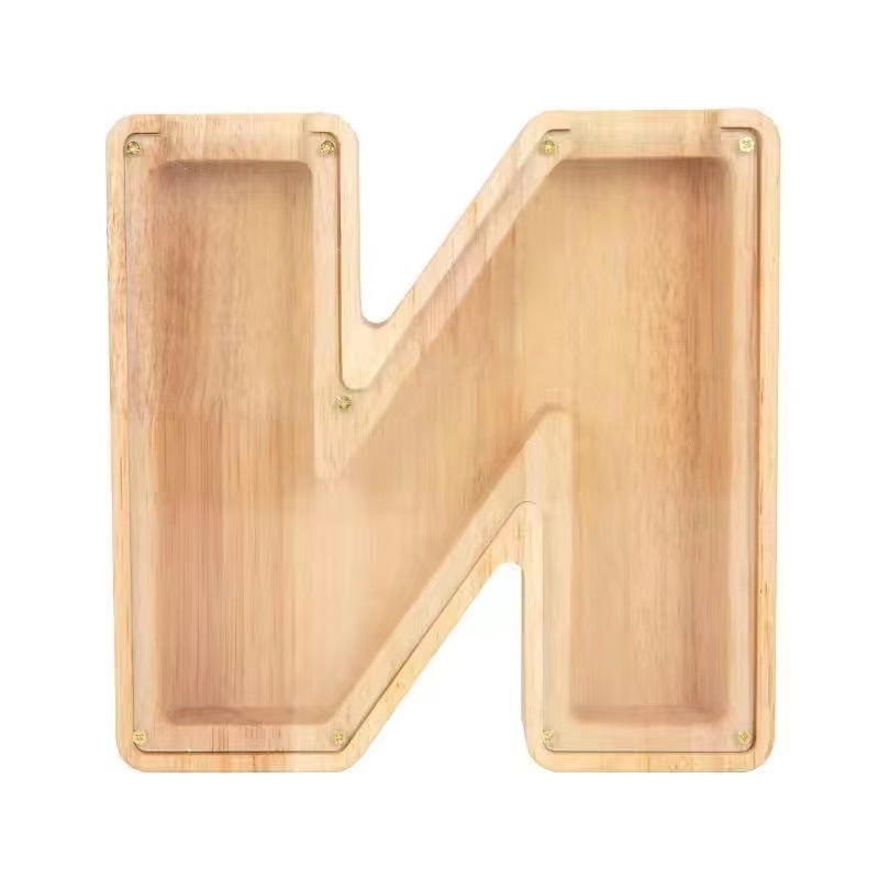 【跨境爆款】加工log木质英文字母存钱罐diy储蓄罐木制品摆件