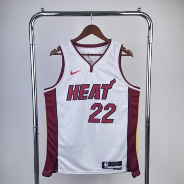 23赛季热火队 v领 白色 22号 巴特勒 14号 希罗3号韦德nba球衣背