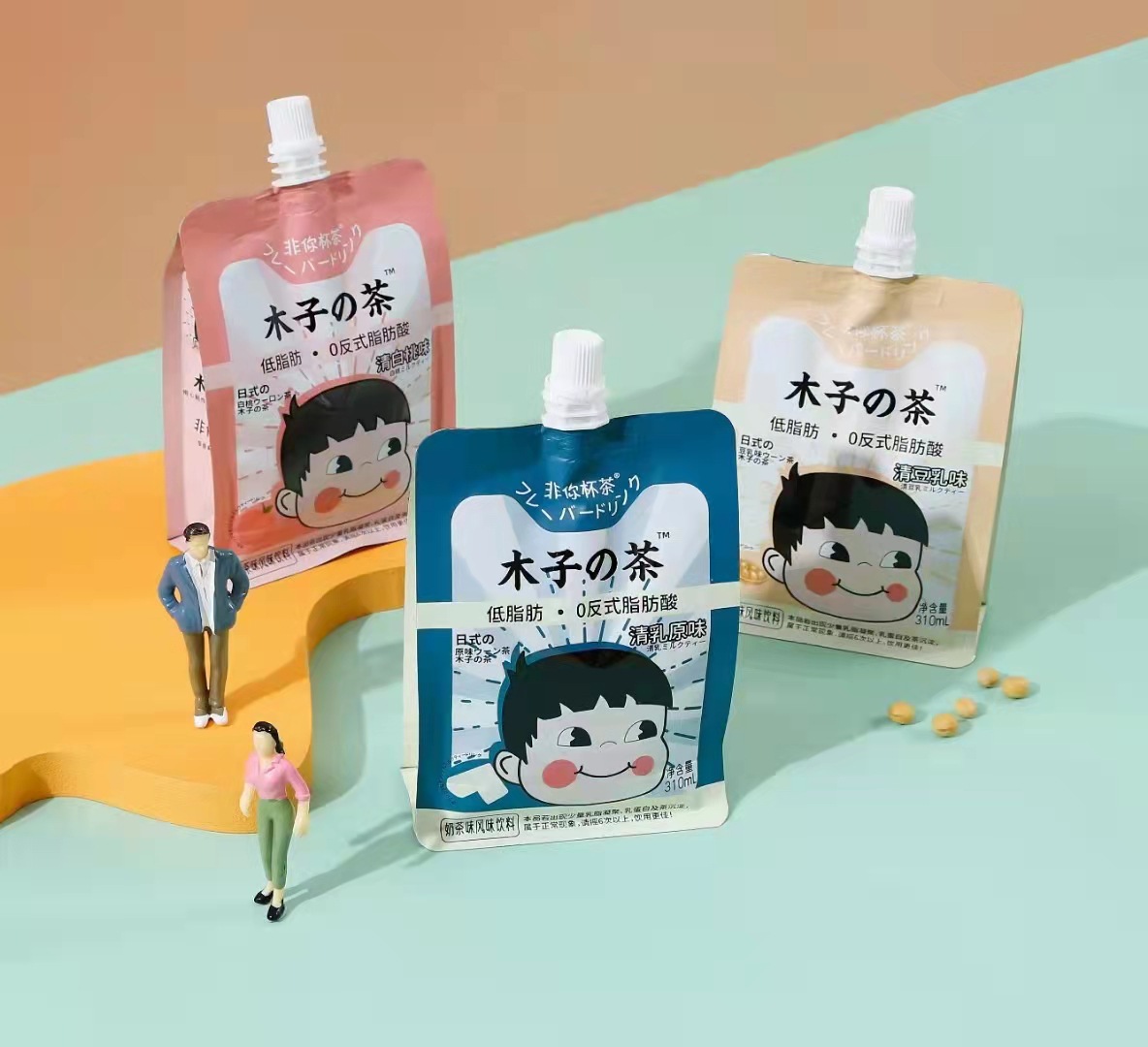 木子的茶奶茶白桃味原味豆乳味24袋/件310g/袋3个口味