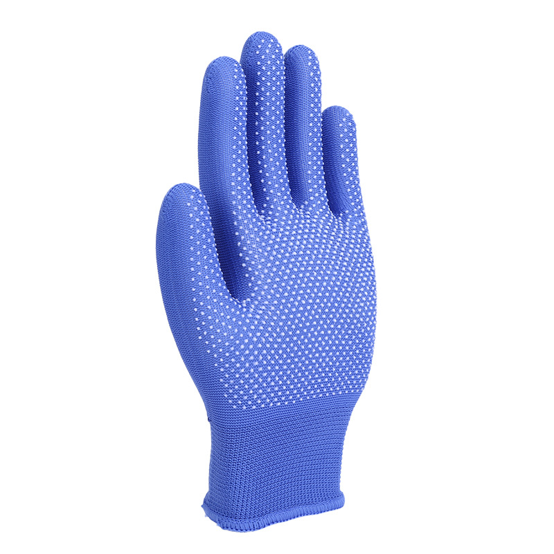 Factory Wholesale Labor Protection Gloves Point Plastic Gloves Cotton Yarn Nylon Non-Slip Cotton Gloves with Rubber Dimples Construction Site Handling Point Bead Gloves