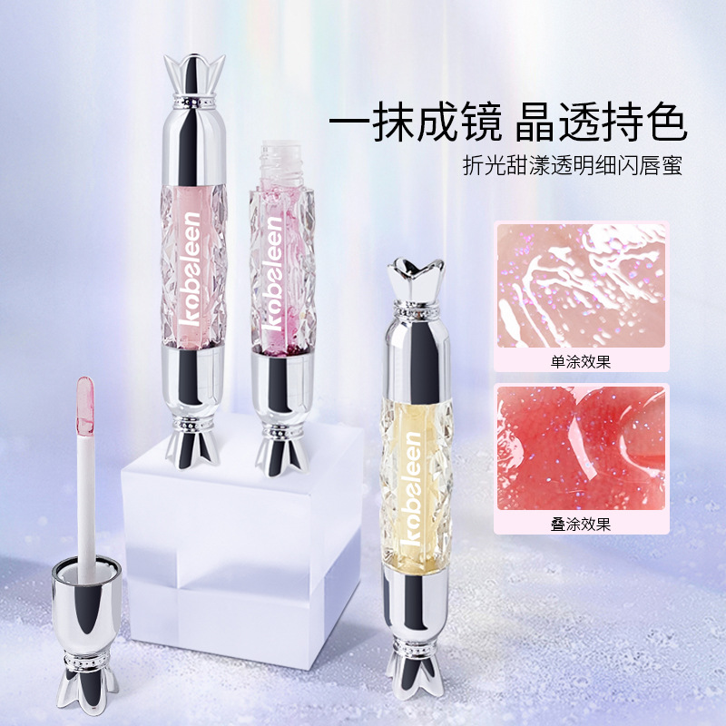 Kobeleen Refracting Sweet Ripple Lip Gloss Moisturizing Moisturizing Water Light Mirror Thin and Glittering Glass Lip Niche Transparent Lip Gloss