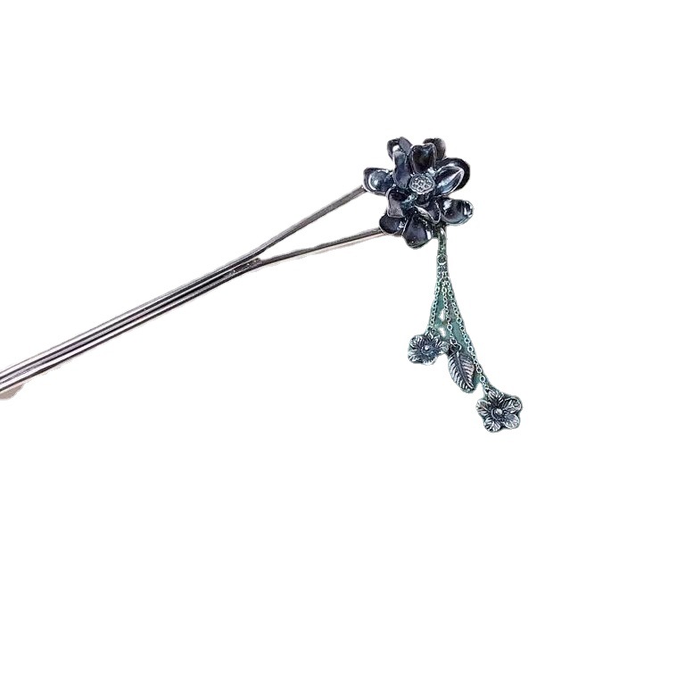 纯银999银发簪女心经复古风民族风做旧气质素簪步摇汉服盘发头饰