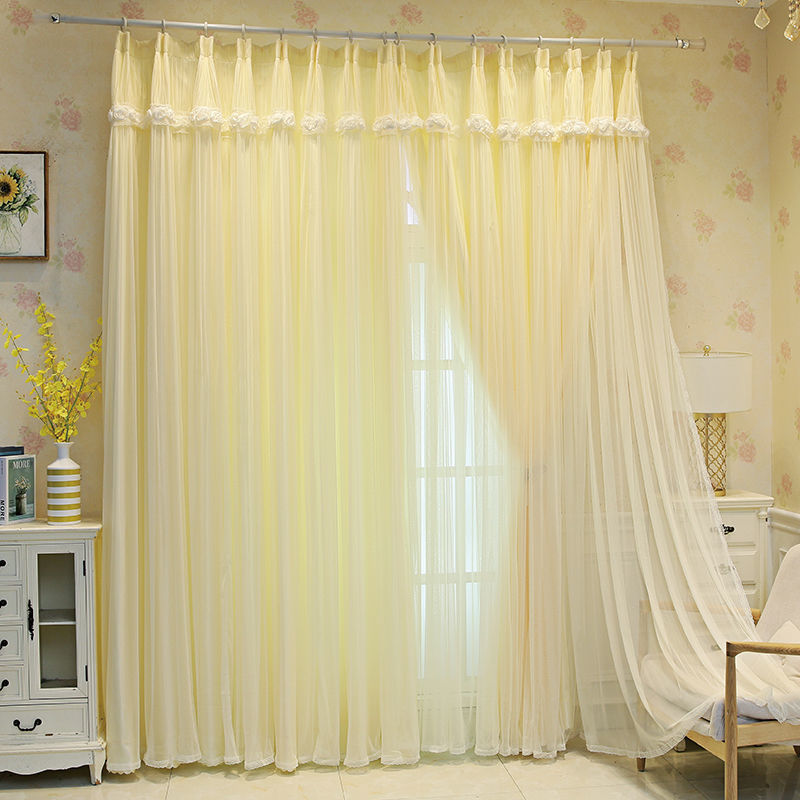 纱帘透光不透人窗卧室双层成品公主风少女心韩式蕾丝2022新款批发