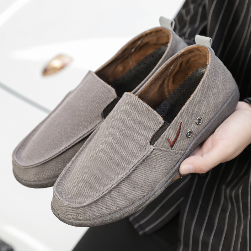 软底男士单鞋豆豆鞋新款卡洛驰帆布鞋一脚蹬韩版休闲鞋子轻便透气