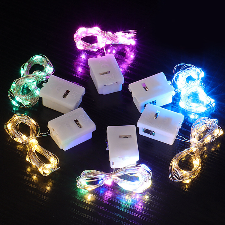 Led Button Battery Small White Box Colorful Flowers Lighting Chain Wholesale Christmas Tree Decoration Copper Wire Atmosphere String