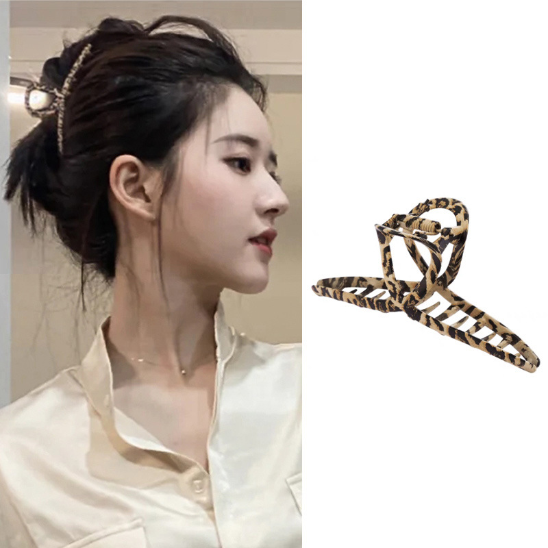 韩版赵露思同款豹纹金属抓夹后脑勺发抓时尚复古夹子头饰发夹发卡