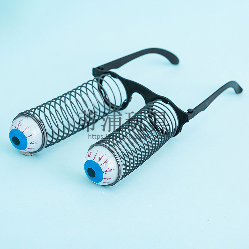 儿童弹簧眼镜 恐怖吓人整蛊眼球眼镜 恶搞小玩具鬼节cos道具批发