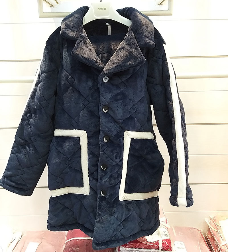 正品 秋冬高档情侣款三层加厚糯米绒夹棉家居服套装320828 310828