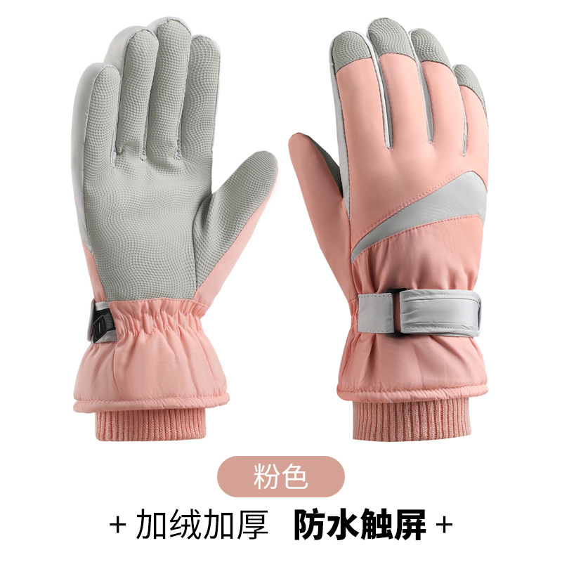 Gloves Winter Men's and Women's Same Fleece-lined Thickened Ski Gloves Windproof Touch Screen Warm-Keeping and Cold-Proof Cycling Gloves Wholesale