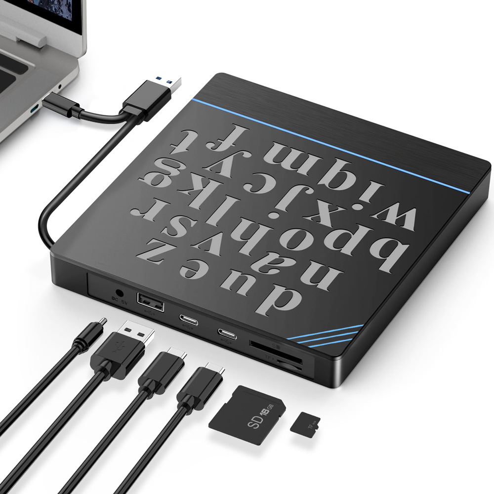外置光驱dvd刻录机电脑dvd扩展坞hub二合1多功能光驱双接口type-c