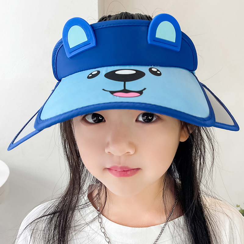 夏季儿童小熊遮阳帽儿童帽子伸缩空顶帽女童太阳帽可爱遮阳帽批发