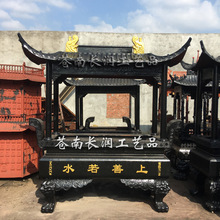 寺庙铸铁大香炉长方形四龙柱带盖露天插香烧纸炉寺院宗祠仿古纯铜