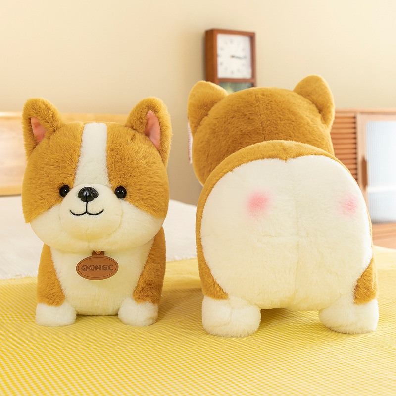 one piece dropshipping corgi doll puppy dog crane machines doll peach heart butt dogs ragdoll plush toy batch