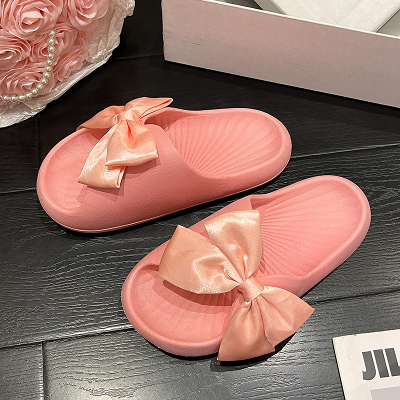 Summer New Fashion Bowknot Slippers Women's Korean-Style Elegant Polka Dot Sandals Indoor and Outdoor Slippers Women's Wholesale