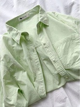 超显白甜美清新浅绿色棉衬衣女内搭叠穿打底长袖小个子衬衫外穿