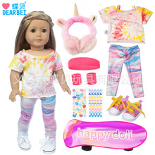 美国女孩娃娃衣服扎染服帆布鞋娃娃滑板耳罩儿童过家家玩具配件