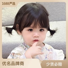 儿童假发女齐刘海短发双丸子头可爱甜美宝宝拍照道具假发头套现货