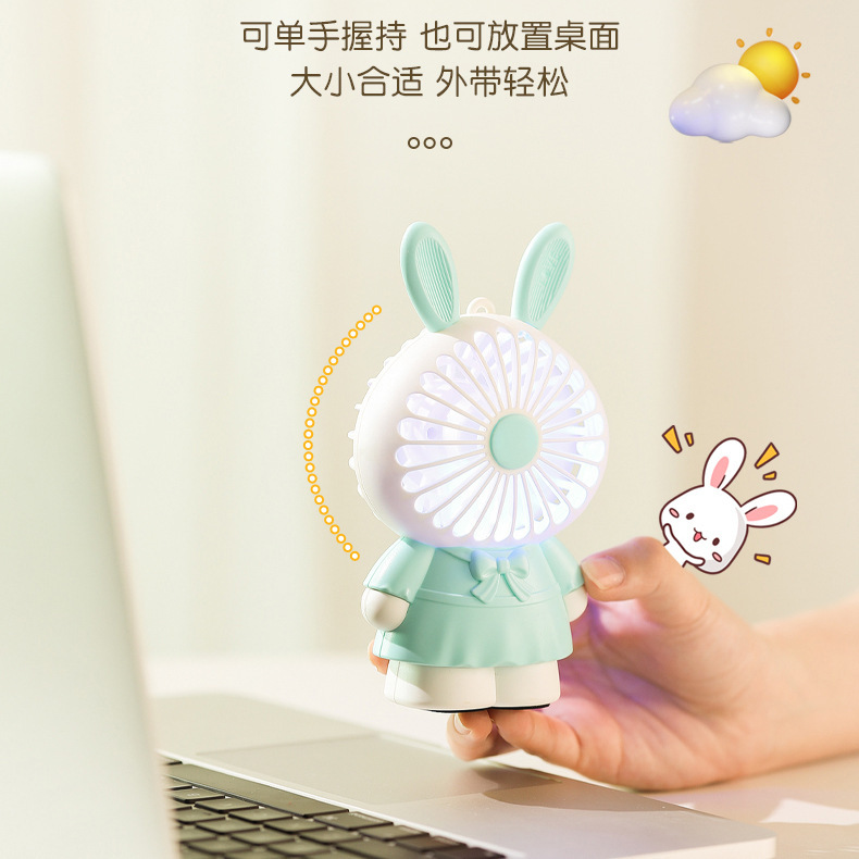Summer Hot Sale Cartoon Animal Handheld Small Electric Fan Wholesale USB Charging Mini Noiseless Outdoor Portable Fan