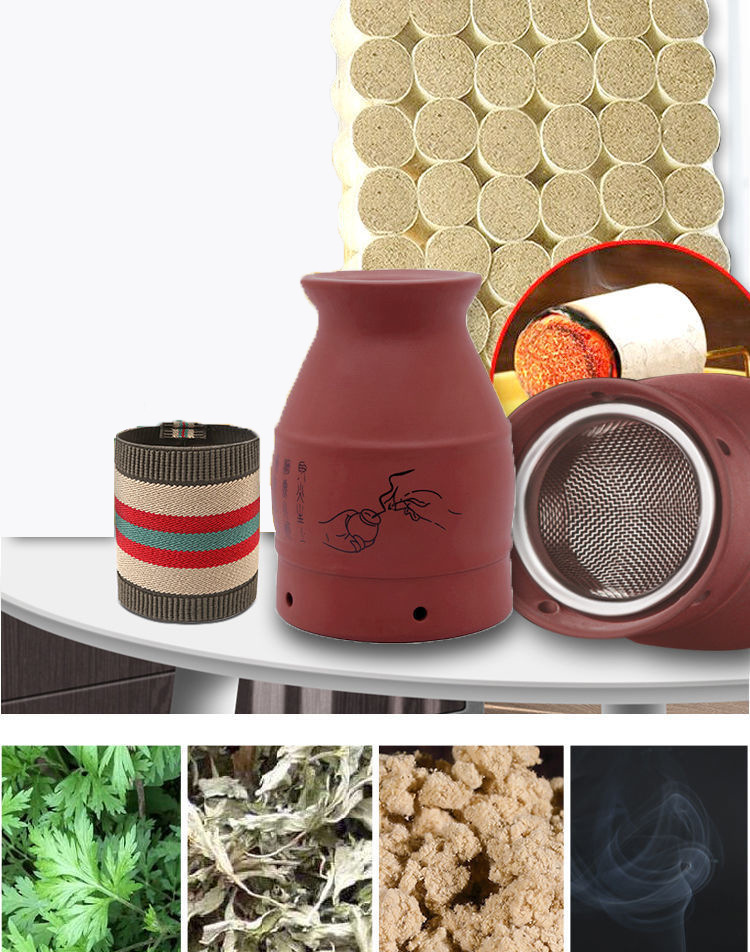 紫砂艾灸罐艾灸盒艾灸工具随身灸家用全身刮痧艾灸杯熏蒸仪批发