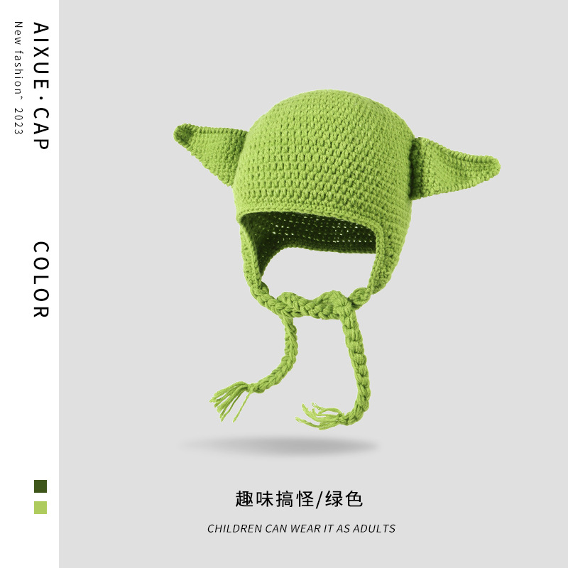 Cross-Border Foreign Trade Characteristic Hat Women's Autumn and Winter Woolen Cap Hand Crocheted Funny Male and Female Cute Knitted Hat Women