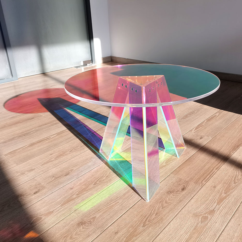 彩虹神仙茶几桌子 现代炫彩七彩透明亚克力有机玻璃亚克力茶几