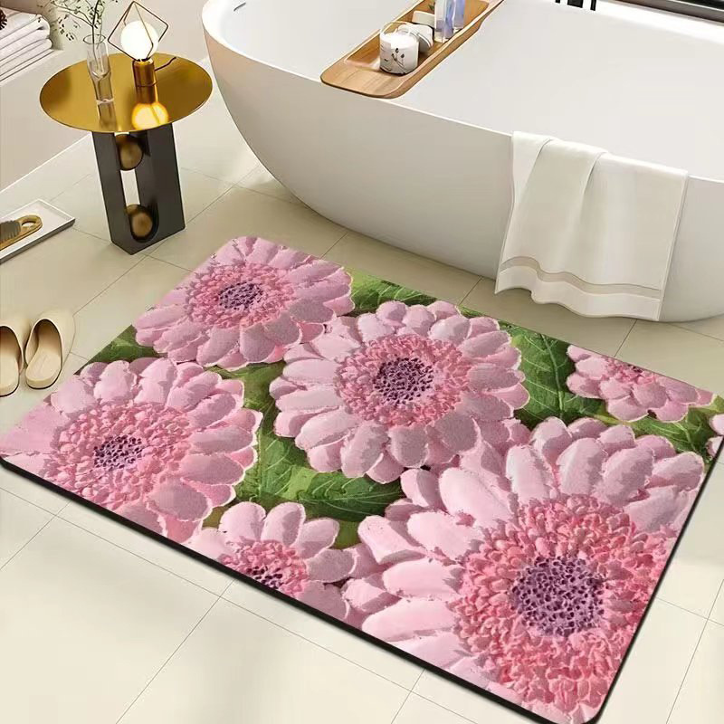 European-Style Classical Flower Oil Painting Soft Diatom Ooze Bathroom Bathroom Absorbent Non-Slip Quick-Drying Floor Mat Kitchen Stain-Resistant Mat