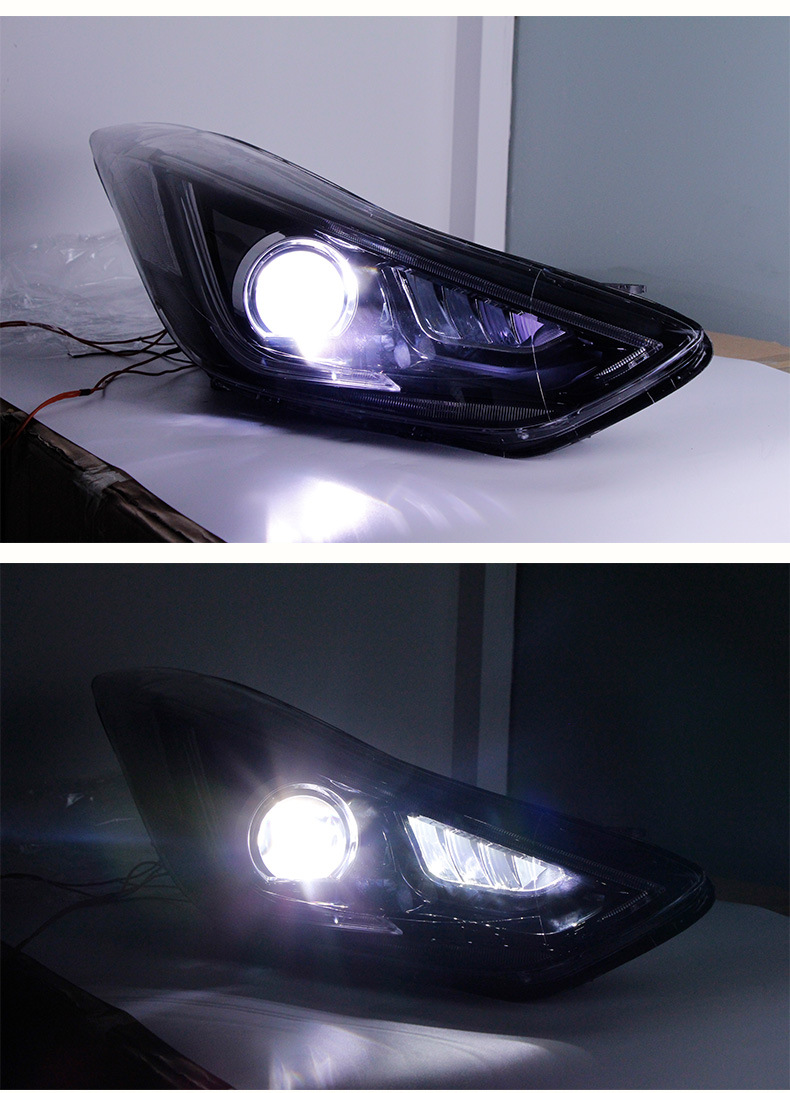适用于现代朗动大灯总成改装led日行灯转向灯双光透镜氙气大灯