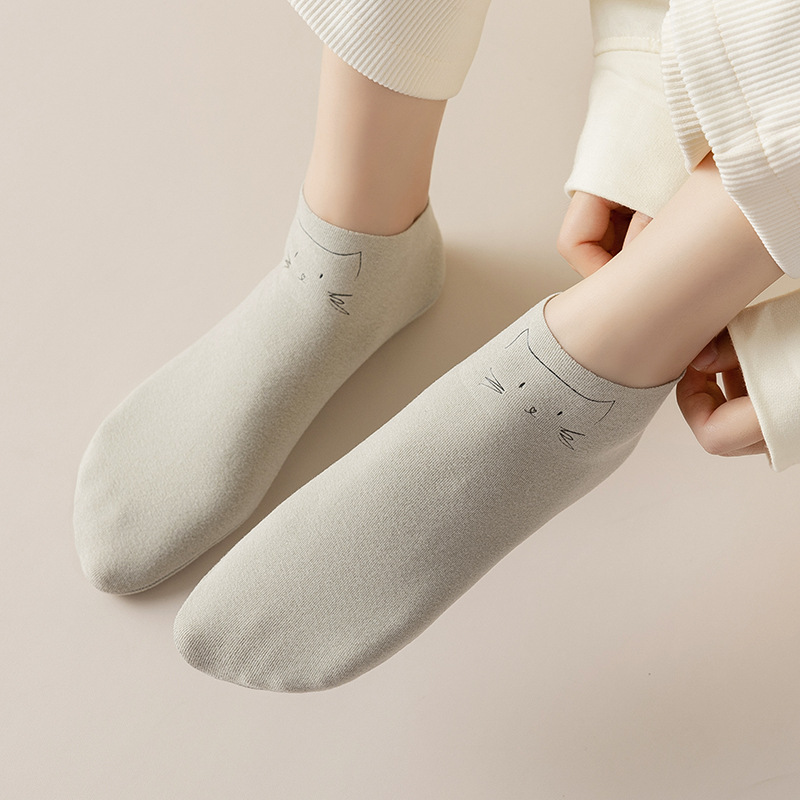 Dralon Thick Women's Mid-Calf Length Sock Autumn and Winter Cat Printing Socks