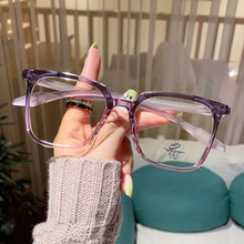 韩版新款透明框圆框大框TR90框防蓝光眼镜女圆脸时尚近视平光眼镜