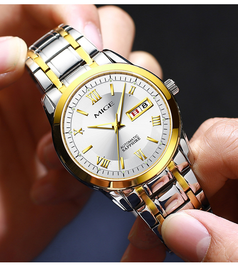 米格十大品牌手表男机械表全自动镂空防水夜光商务款男士国产腕表