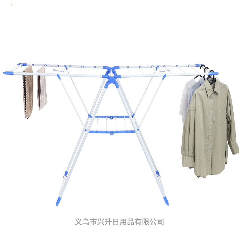 新款落地晾衣架可折叠阳台翼型晒衣架简易方便携带挂衣架-阿里巴巴