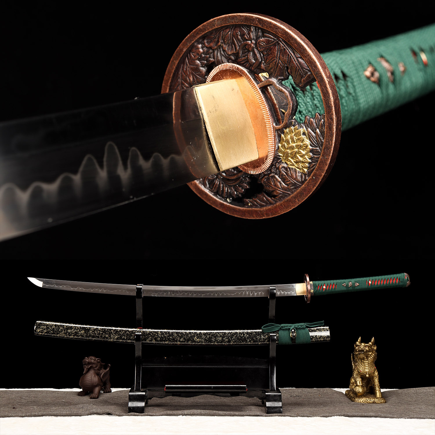 龙泉市刀剑t10烧刃日本硬刀全龙骨宝剑一体长剑冷兵器未开刃