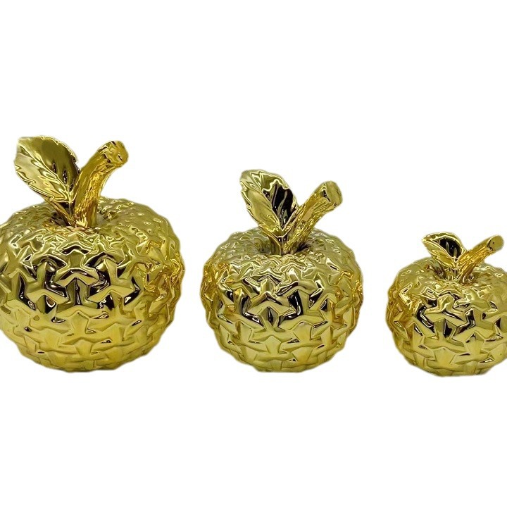 Fruit Apple Electroplating Golden Champagne Golden Pineapple Pineapple Ceramic Decoration Home Ornament Furnishing Crafts 12