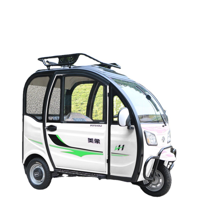 全封闭电动三轮车两门带棚家用小型接送孩子新款电瓶车电动车