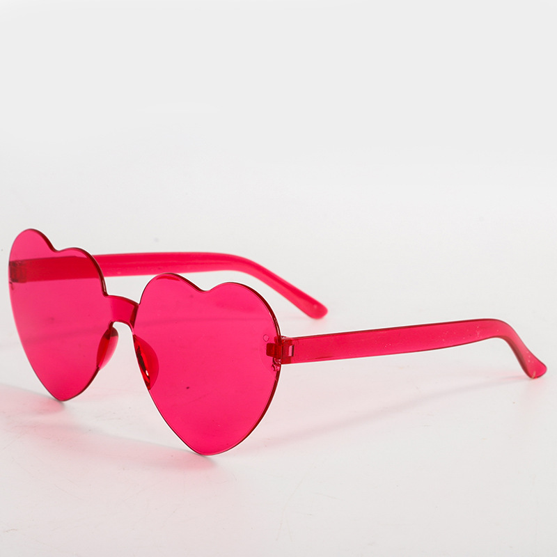 Heart-Shaped Glasses Factory Candy Jelly Color Love Glasses Personality European and American Sunglasses Men and Women Peach Heart Sunglasses