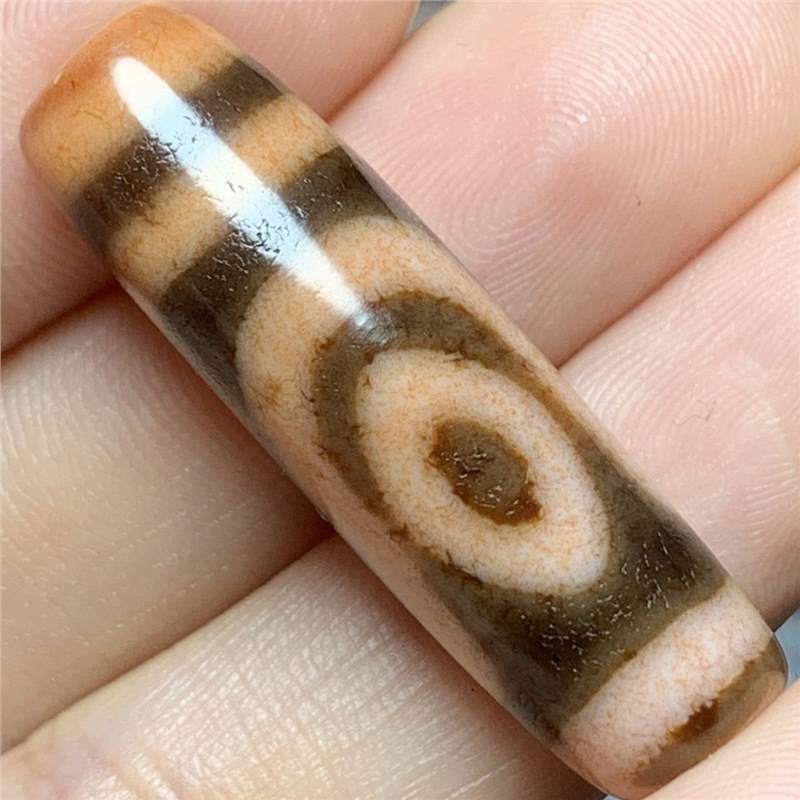 一物一图天然玛瑙真品老料白化满朱砂两眼天珠吊坠32.5*9.