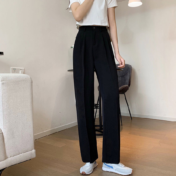 Cross-Border Hot Women's Wide-Leg Pants High Waist Drooping 2023 New High-Grade Summer Straight Casual Suit Pants