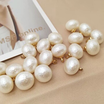 圆形皱皮珍珠扣白色方形珍珠扣小香风纽扣女士衬衫扣连衣裙装饰扣