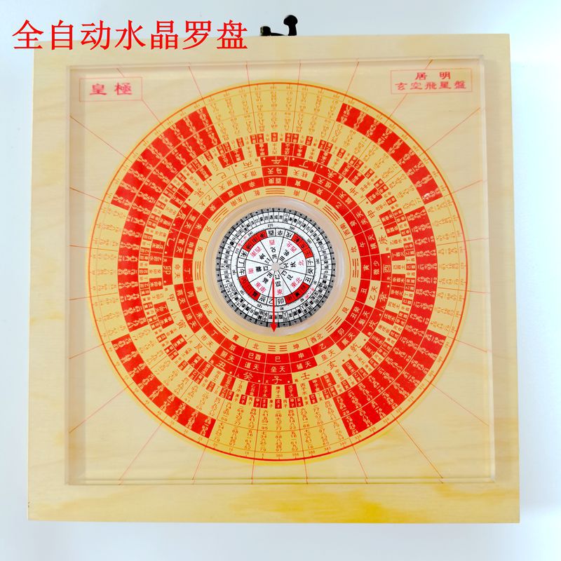 工厂批发万福堂水晶透明6寸全自动风水罗盘三合皇极玄空飞星盘