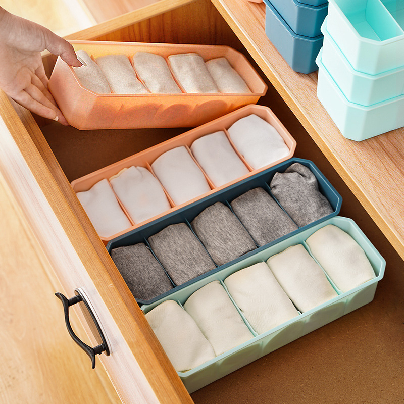 Home Underwear Storage Box Multifunctional Plastic Grid Stackable Bra Underwear Finishing Box Socks Storage Box