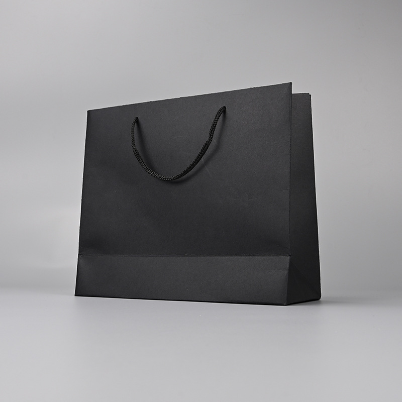 现货批发黑色礼品袋纸袋服装手提袋黑卡纸袋定做印logo手提袋厂家-阿