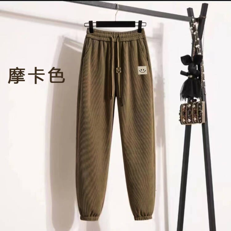 Spring, Autumn and Winter New Fleece Thick Sweat Pants Harem Pants for Women High Waist Slimming All-Matching Casual Sports Jogger Pants Children