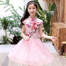 女童连衣裙中国风夏季短袖新款沙沙裙蓬蓬裙厂家直销一件代发